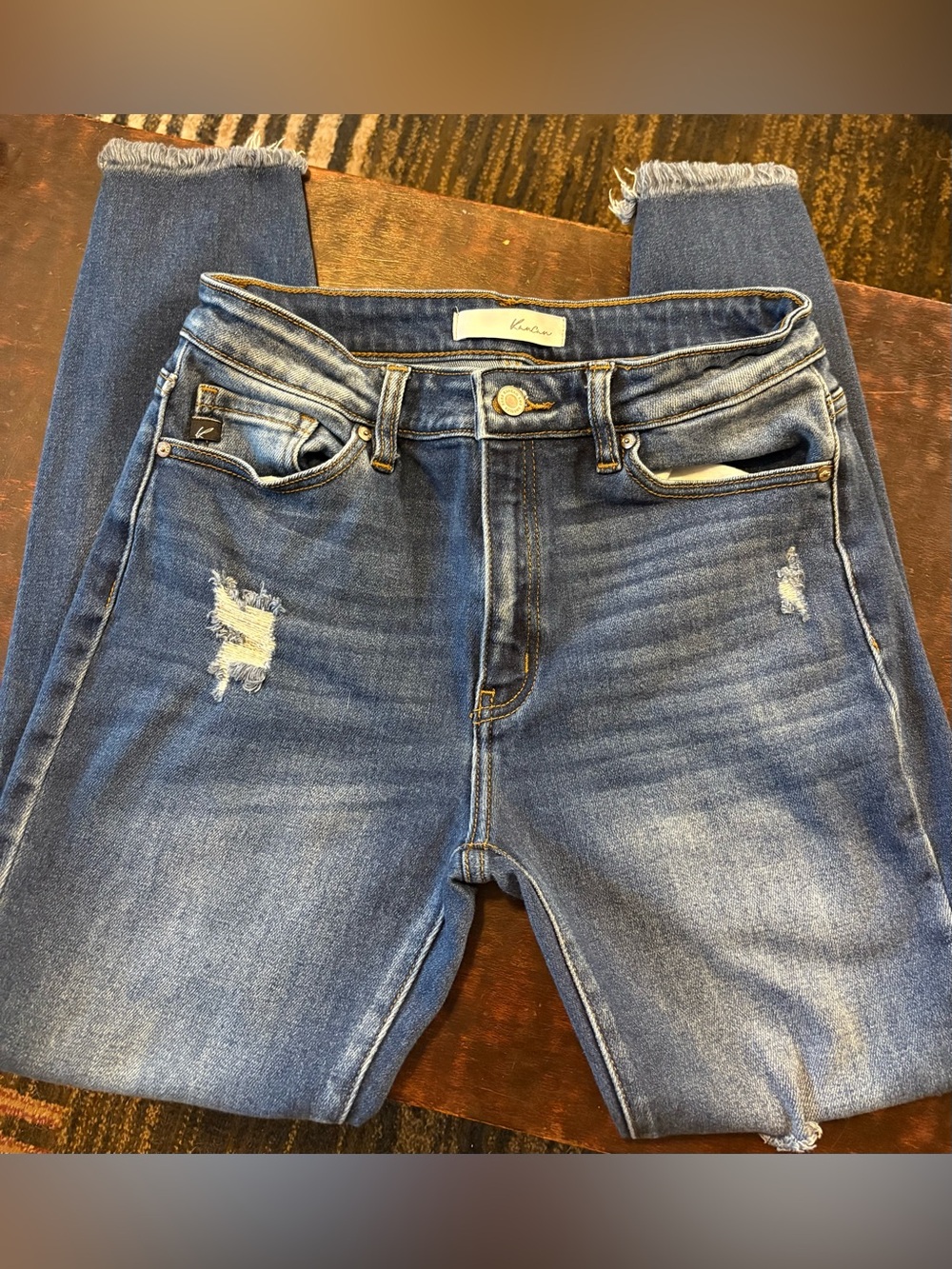 KanCan Medium Blue High-Rise Distressed Skinny Jeans